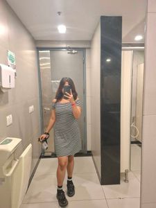 Striped Cold Shoulder Dress