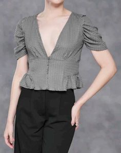 Shein Chic Gray Peplum Top