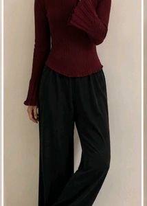 🔥🎀Ribbed Flare Sleeve Top RED SUGAR 👠