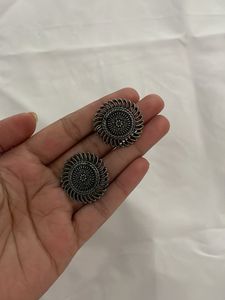Oxidized Floral Stud Earrings