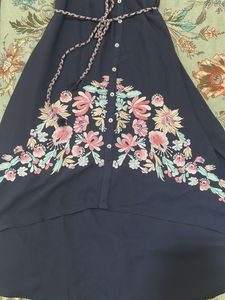 Ateesa Designer Navy Floral Embroidered Suit