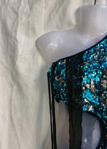 Sparkling Sequin One-Shoulder Cutout Dress
