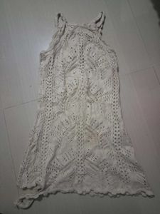 thrifted bohooCrocheted White Summer Dress its sho