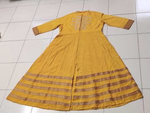 Yellow Embroidered Anarkali Kurta