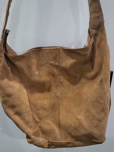 Tan real sued leather bag