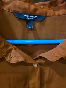 Vero Moda Chic Cinnamon Color Button-Up Shirt