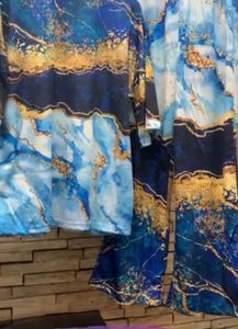 Strecheble Blue Marble Print Co ord  Set