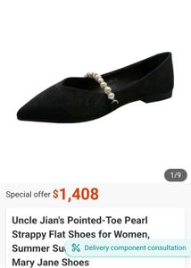 Elegant Black Pointed Toe Flats with Rhinestone St