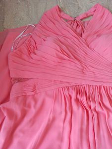 Elegant Pink Ruched Maxi Dress