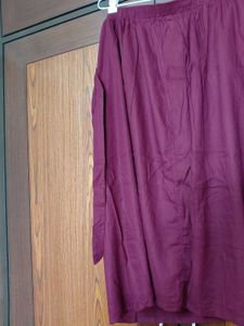 Burgundy Ethnic Cotton Skirt with Potli bag