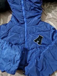 Blue Puffer Jacket with Letter