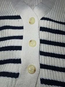 Striped Cropped Knit Cardigan