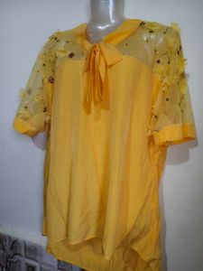 🔥BUY 1, GET 1 FREE🔥Yellow Floral Embellished Top
