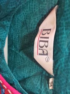 BIBA Teal Printed Kurta with Jacket