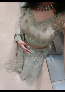 c green colour lehanga..