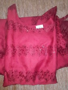Maroon Ethnic Gown with Lace New Without Tag.