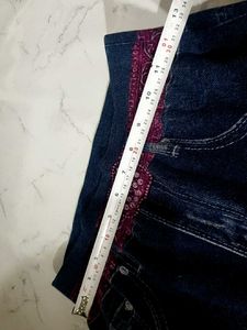 Embellished Blue Denim Leggings