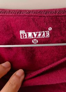 Maroon 3/4 Sleeve Cropped Top