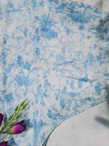 🇳🇿💫🎀Blue Floral High-Waisted Bikini Bottom