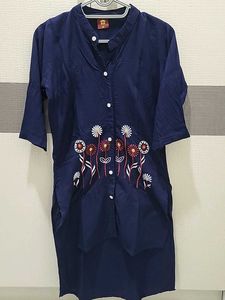 Blue Embroidered Kurta upDown style