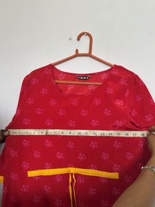 Red Floral Print Kurta