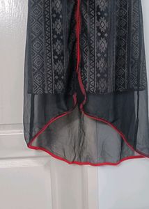 Layered Kurta/Dress - Black &amp; Beige w Pop Of Red