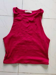 Hot Pink Sleeveless Crop Top