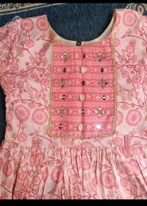 Beautiful Pink Floral long anarkali Kurta   ( us 2