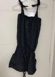Short Jumpsuit Regular Wear Black Colour Polka Dot