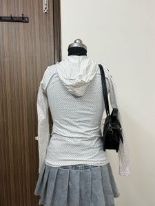 Graphic Print Hoodie with Denim Skirt Outfit