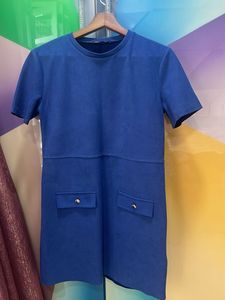 Royal Blue Short Sleeve Pocket Dress