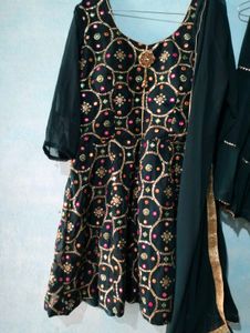 Green colour heavy sharara suit with dupatta