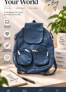 🎒 Chic Blue rFaux Leather Backpack
