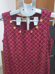 Maroon Kurti with Gold Print