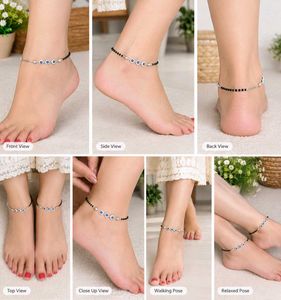 Pure silver Evil eye anklet pair with bill