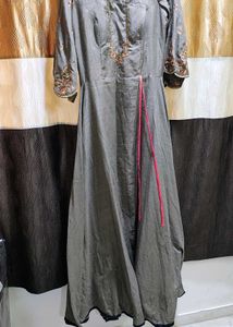 Elegant Grey Anarkali Gown full size