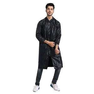 Black Reusable Rainwear Raincoat Mansoon