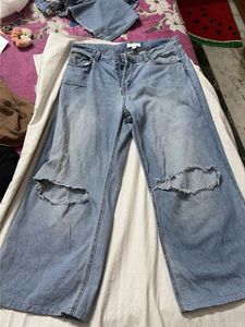 ORIGINAL H&amp;M Light Blue Distressed Ripped Jeans