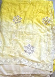 Yellow Embroidered Saree with blouse 💛✨🪽