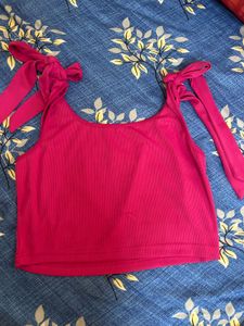 Pink Tie Strap Tank Top