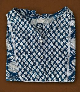 Blue Floral Print Kurta