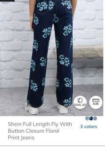 Blue Floral Print Denim jeans