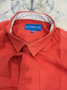 Men's Red Long Sleeve Button-Down Shirt