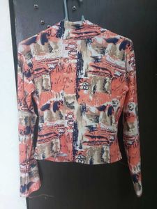 Abstract Print Long Sleeve Top
