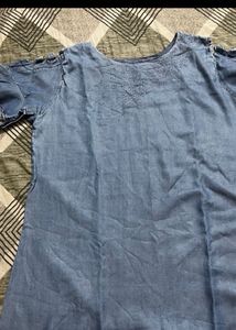 Chic Denim Top with Cutout Sleeves