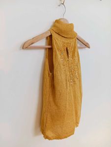 Mustard Yellow Embellished Sleeveless Tunic
