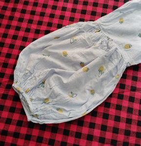 Cute Light Blue Fruit Print Blouse