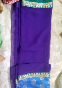 Elegant Blue &amp; Purple Sari