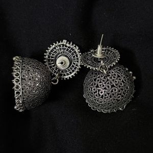 Stylish Silver Oxidised Choker Necklace &amp; Jhumka.