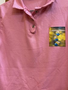 Coral Pink Collared T-Shirt